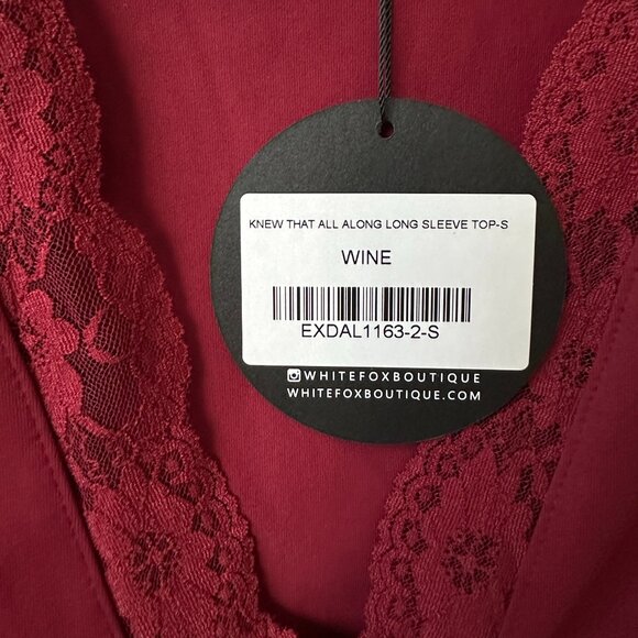 NWT White Fox Boutique Knew That All Along Long Sleeve Top Wine Size Small - Picture 8 of 8